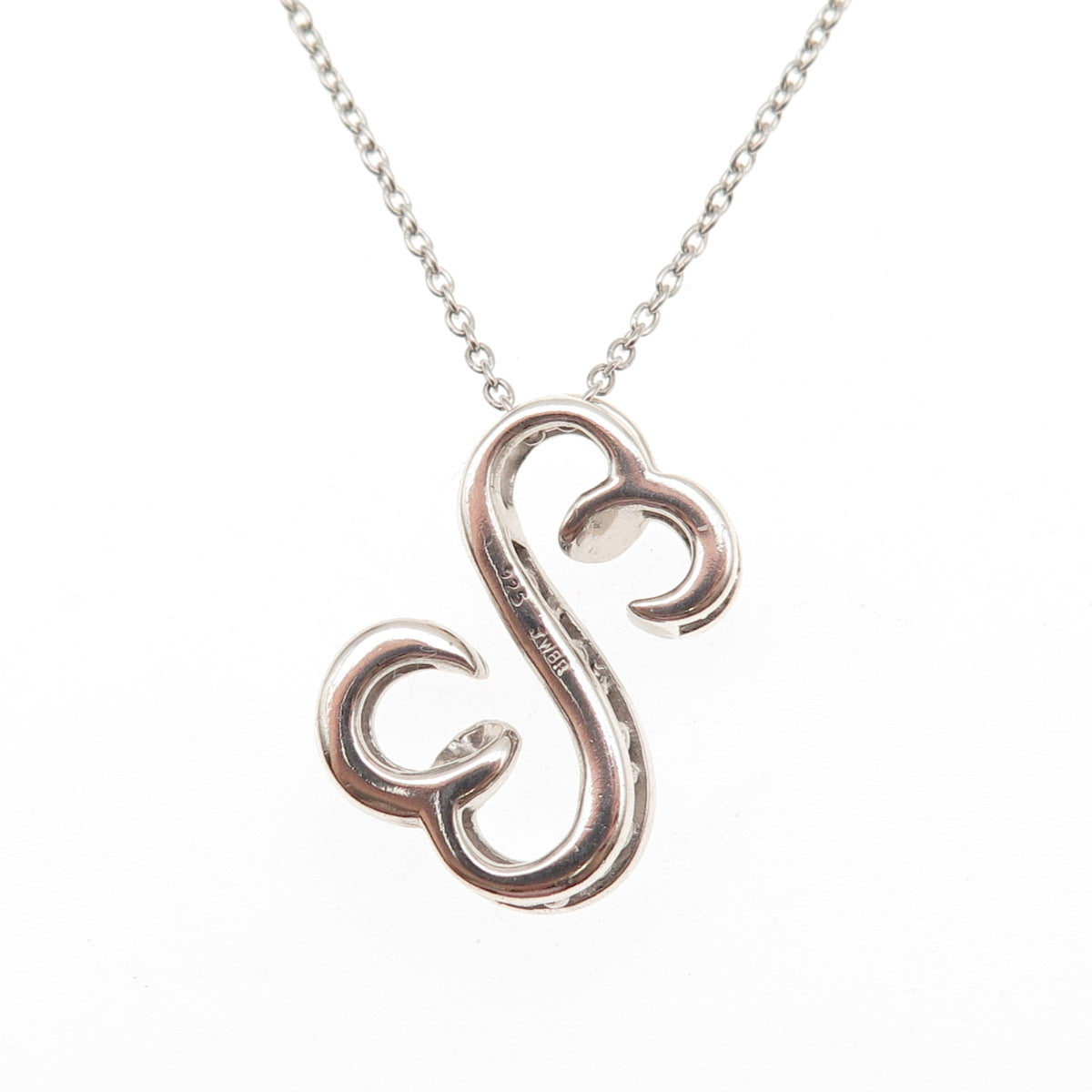 Jane Seymour 925 Sterling Silver Real Diamond Heart Cable Chain Necklace 18"