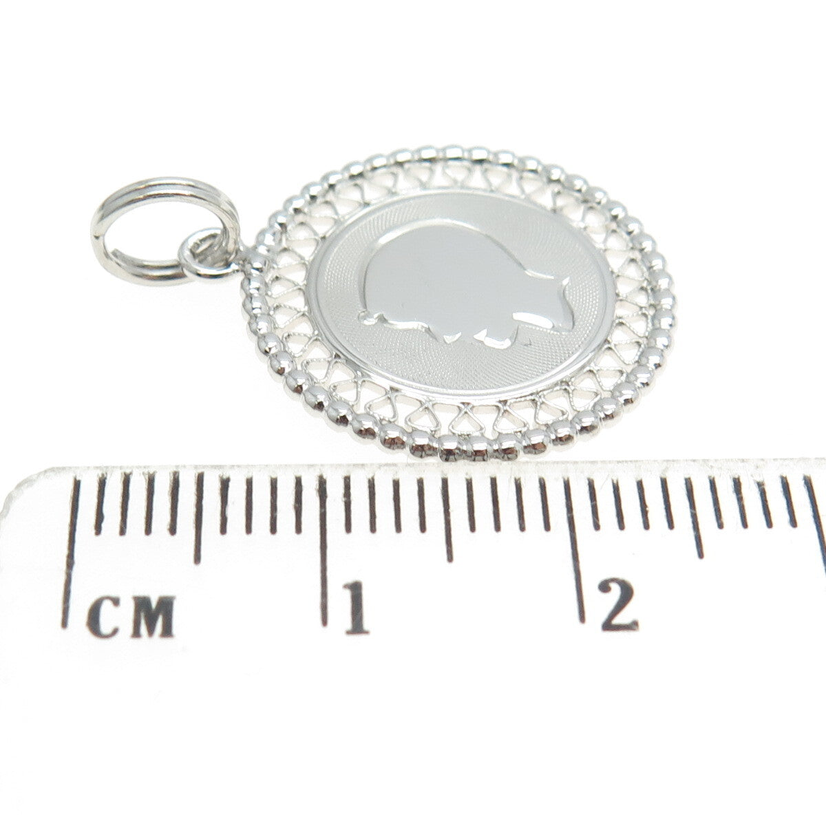 925 Sterling Silver Vintage Boy Filigree Round Charm Pendant