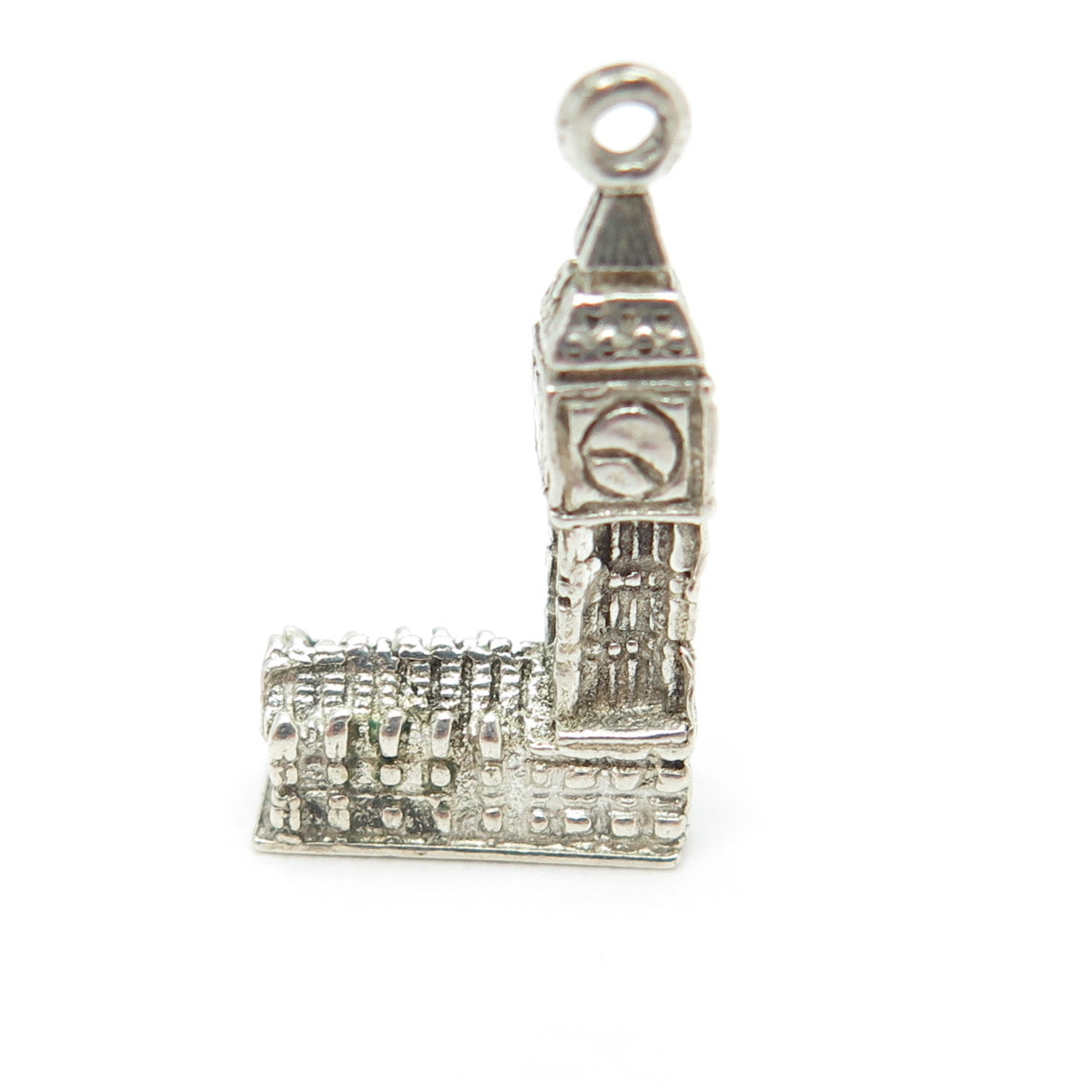 925 Sterling Silver Vintage Big Ben Tower 3D Charm Pendant