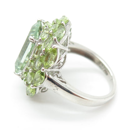 CHUCK CLEMENCY 925 Sterling Silver Real Green Amethyst & Peridot Ring Size 8