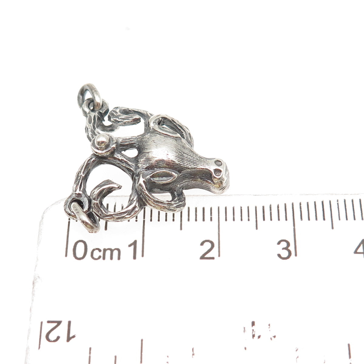 925 Sterling Silver Vintage Ram Oxidized Centerpiece Pendant