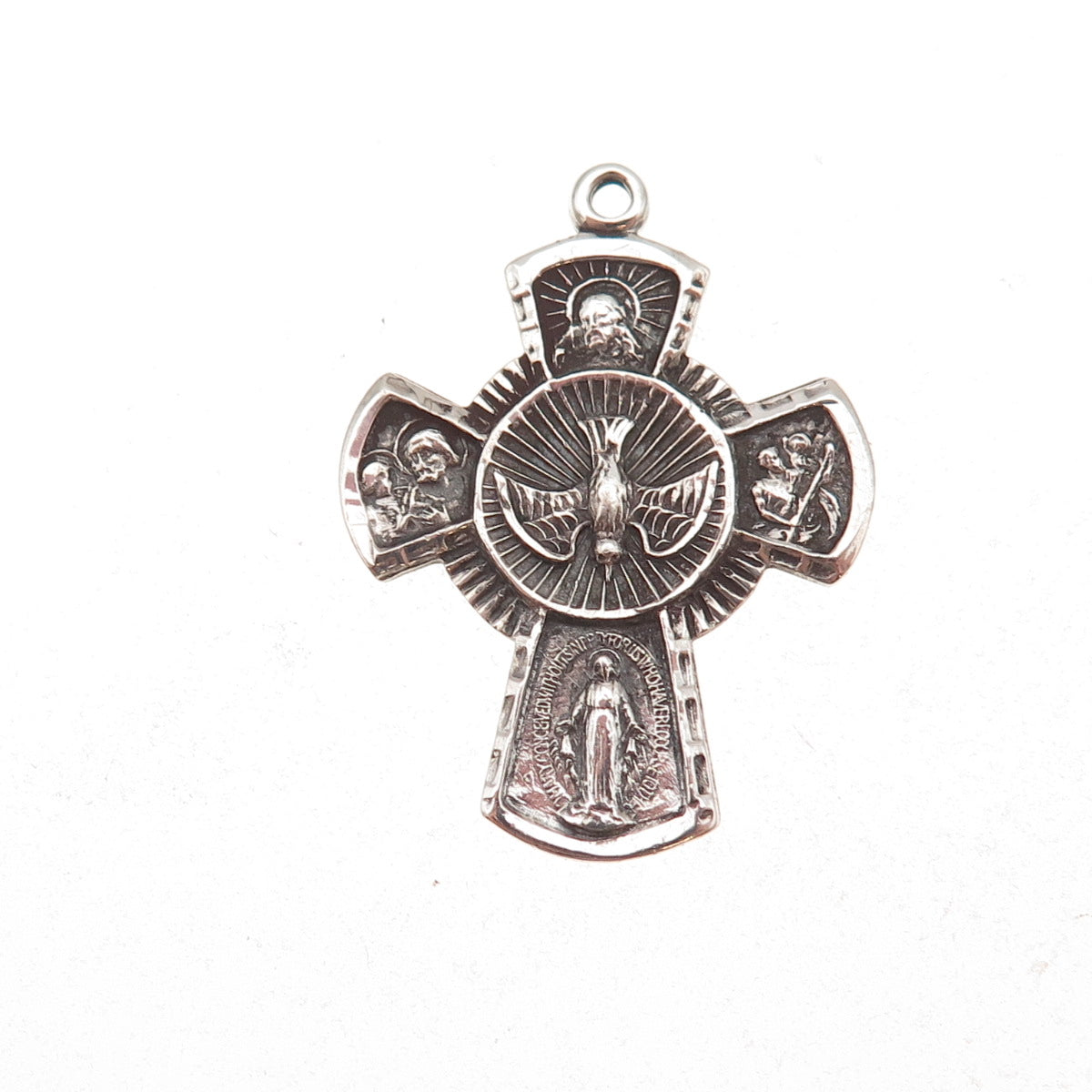 Afco 925 Sterling Silver Antique Art Deco 4-Way Cross Oxidized Charm Pendant