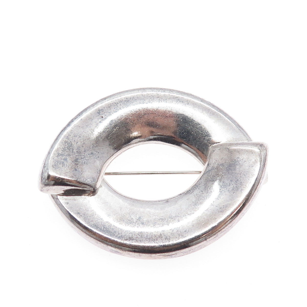 925 Sterling Silver Vintage Mexico Modernist Oxidized Pin Brooch