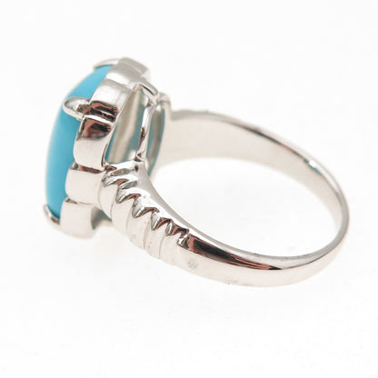 925 Sterling Silver Real Sleeping Beauty Turquoise Modernist Ring Size 8