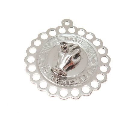 925 Sterling Vintage Rhinestone "A Date to Remember" Engagement Ring Pendant
