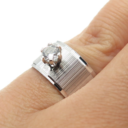 UNCAS 925 Sterling Silver Vintage Round-Cut C Z Ring Size 6