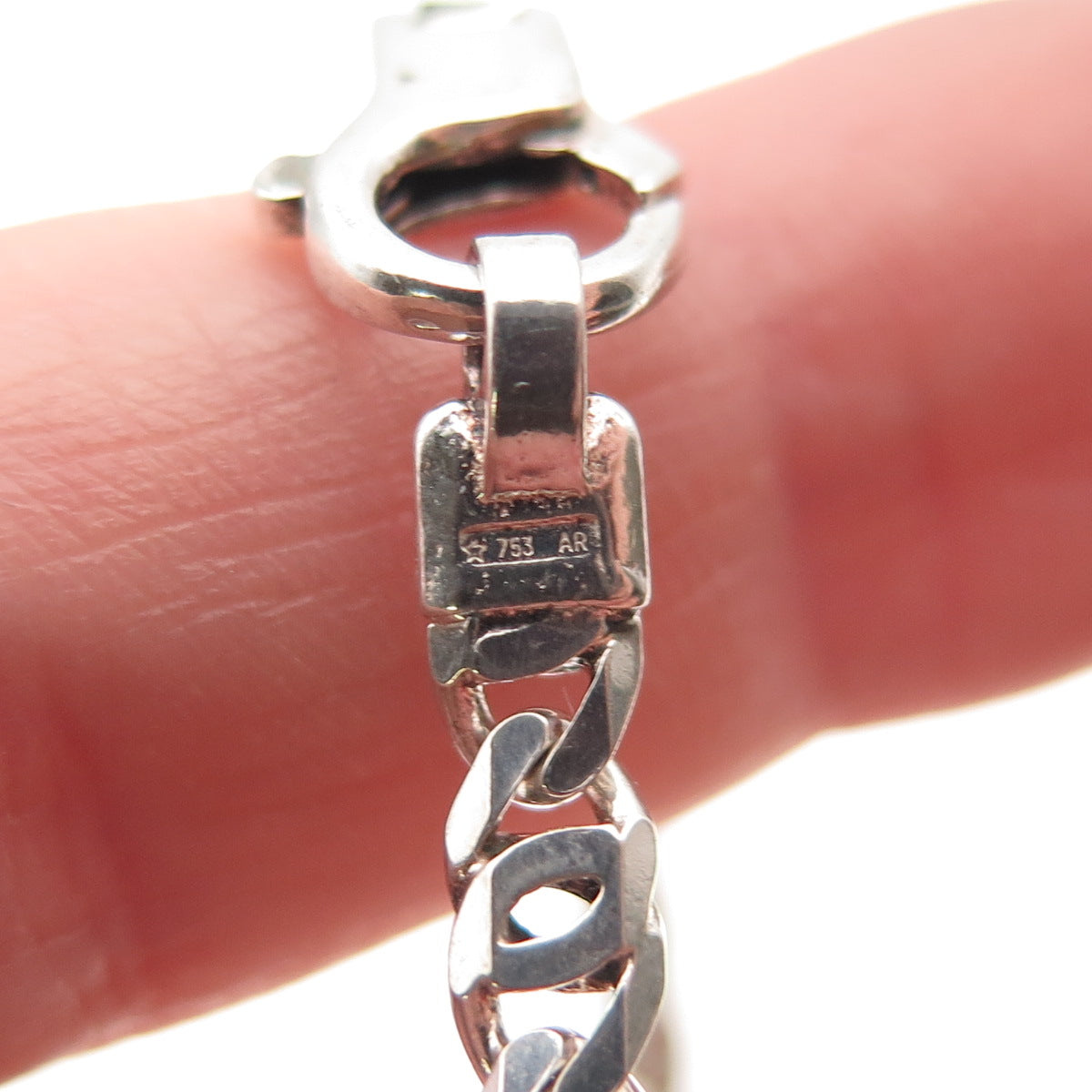 925 Sterling Silver Vintage Italy Anchor Mariner Link Bracelet 7.5"