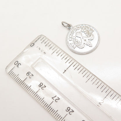 925 Sterling Silver Vintage STG JMF Holy Ghost Charm Pendant