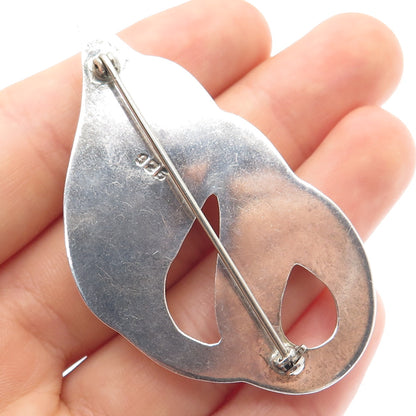 925 Sterling Silver Vintage Modernist Shell Pin Brooch