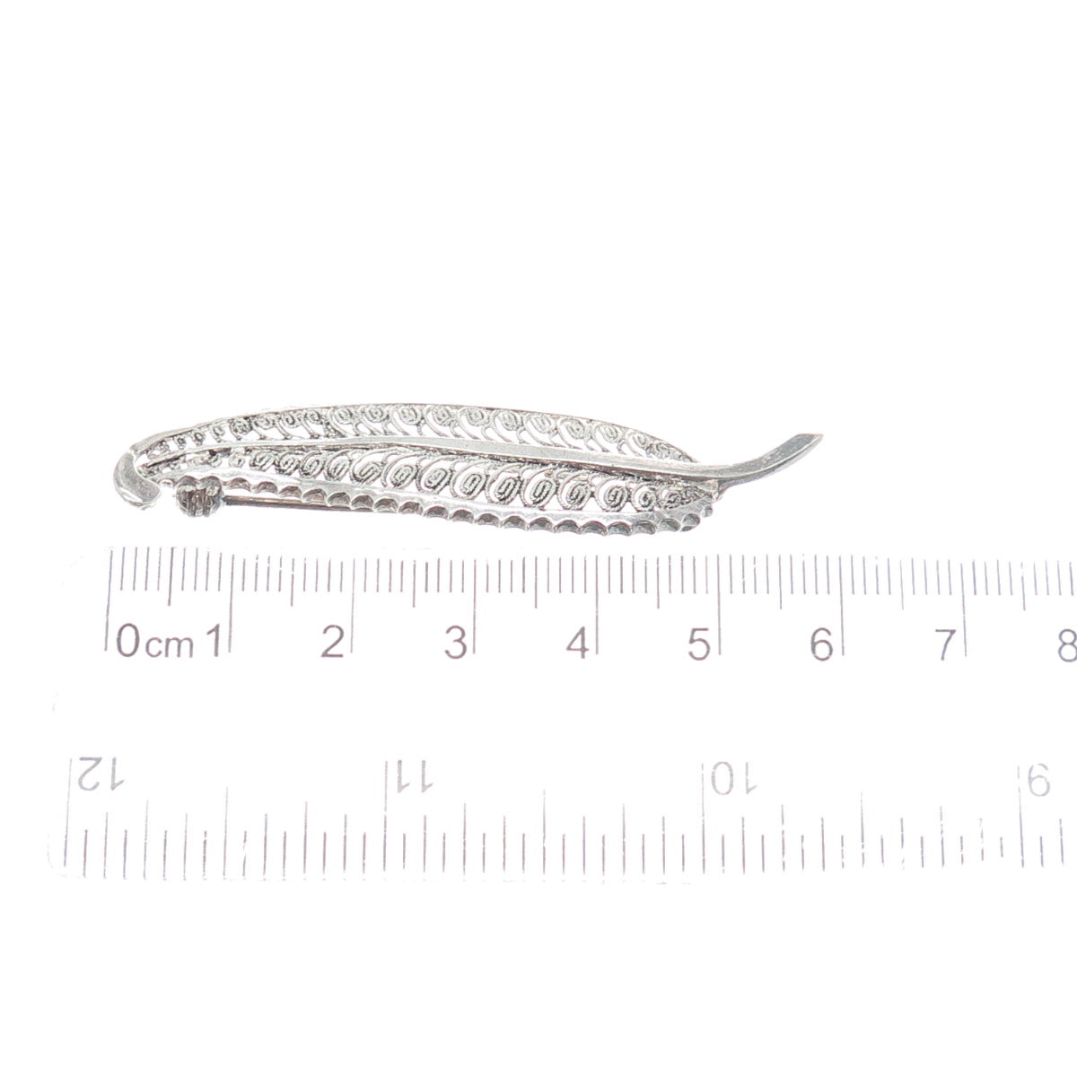 ALICE CAVINESS 925 Sterling Silver Antique Germany Feather Filigree Pin Brooch
