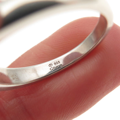 925 Sterling Silver Real Round-Cut Black Diamond Ring Size 8