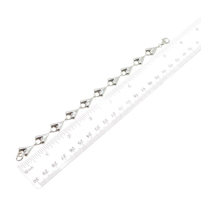 ROBERT LEE MORRIS 925 Sterling Silver Vintage Modernist Heart Link Bracelet 7"