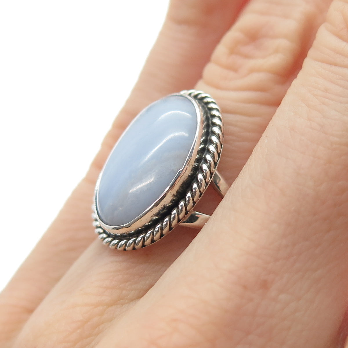 GILO & GRACE NAKAI NAVAJO Old Pawn 925 Sterling Silver Lace Agate Ring Size 5.75