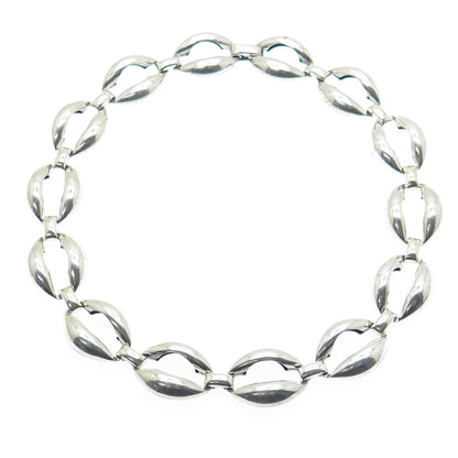 DANECRAFT 925 Sterling Silver Antique Art Deco Coffee Bean Chain Necklace 15"