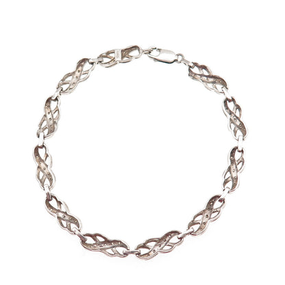925 Sterling Silver Real Round-Cut Diamond Infinity Link Bracelet 7"