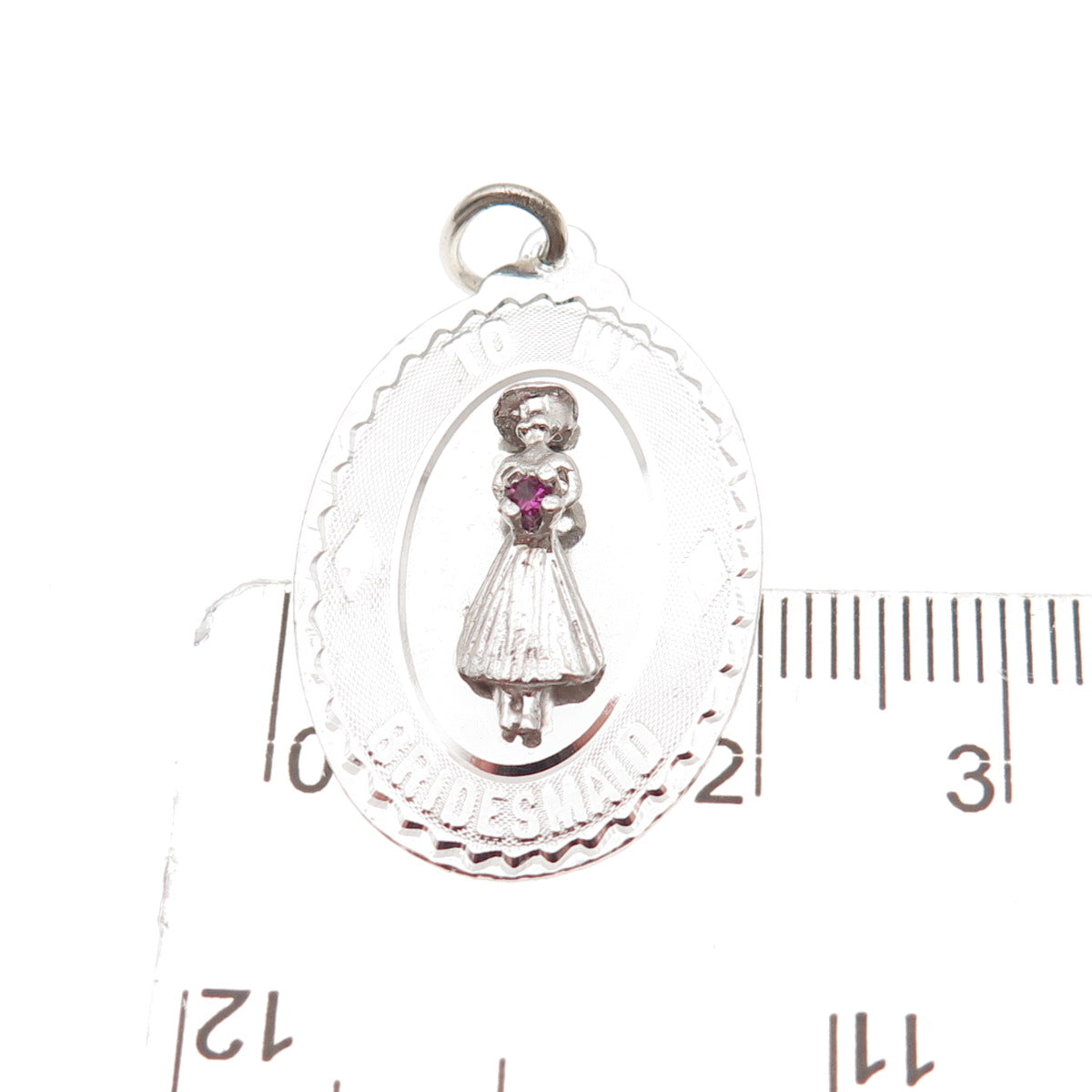 Art's Elegance 925 Sterling Silver Vintage Rhinestone Bridesmaid Charm Pendant
