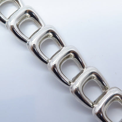 925 Sterling Silver Vintage Square Link Bracelet 7.25"