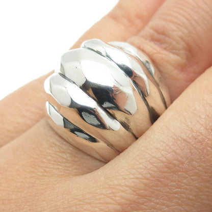 925 Sterling Silver Vintage Ribbed Wrinkled Ring Size 6.5