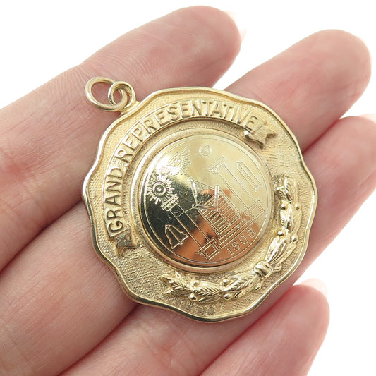 925 Sterling Silver Gold Plated Antique "Grand Representative" Award Pendant