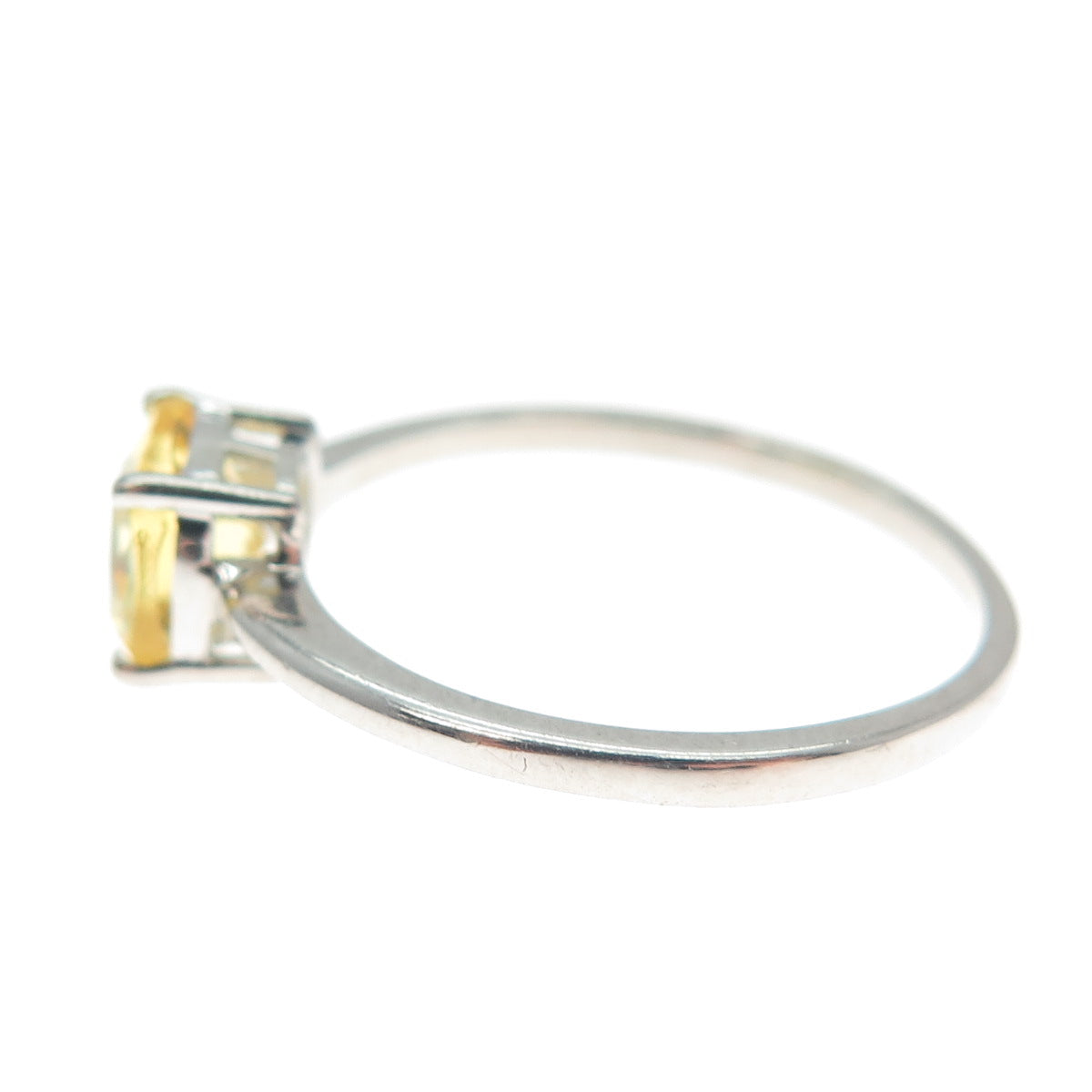DAZZLERS 925 Sterling Silver Cushion-Cut Nano Citrine Ring Size 8