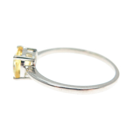 DAZZLERS 925 Sterling Silver Cushion-Cut Nano Citrine Ring Size 8