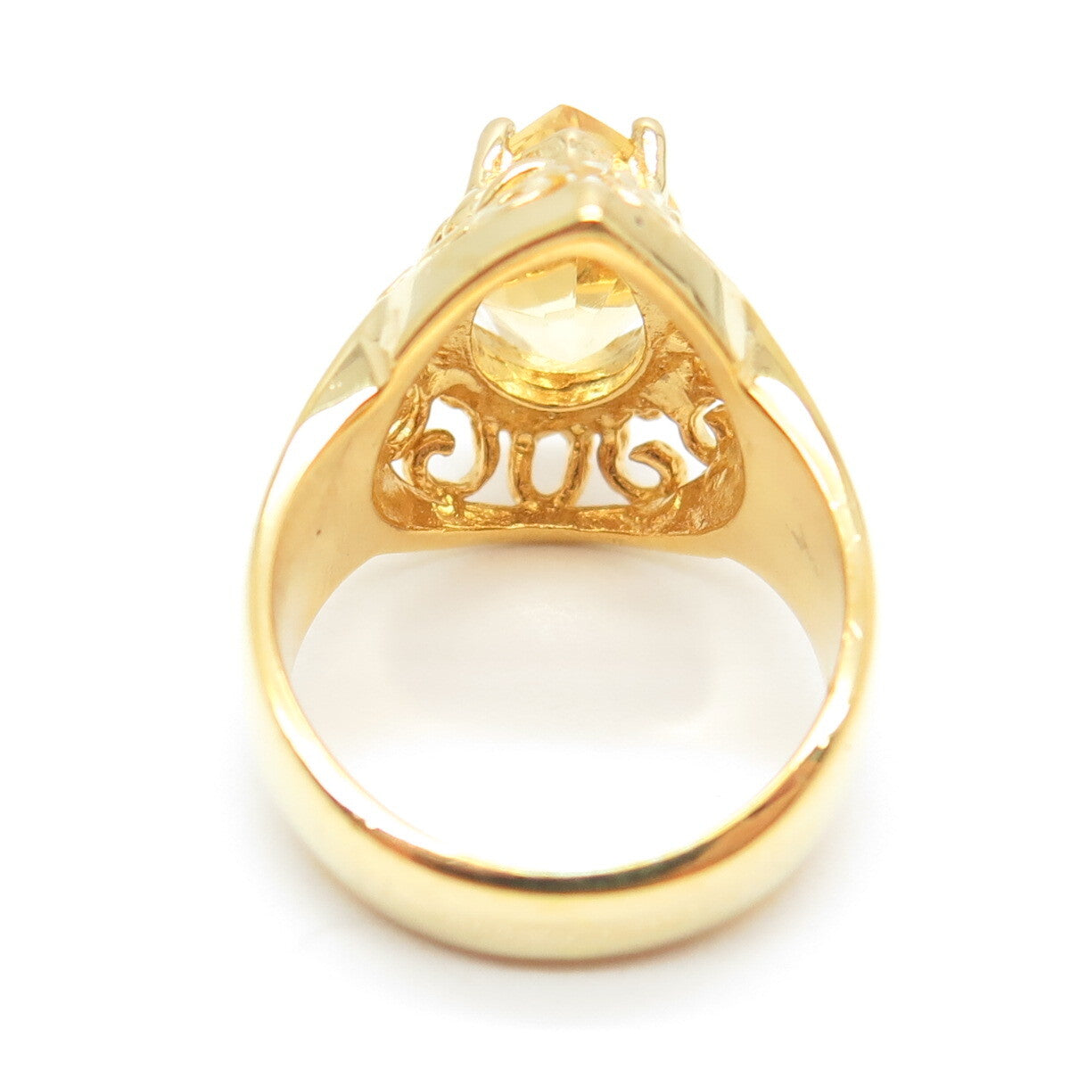 CHATEAU D'ARGENT 925 Sterling Silver Gold Plated Real Citrine Ring Size 6.5