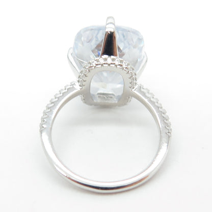 925 Sterling Silver Oval-Cut Shaped C Z Ring Size 6