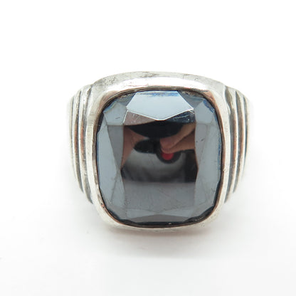 UNCAS 925 Sterling Silver Antique Art Deco Hematite Gemstone Ring Size 10.75