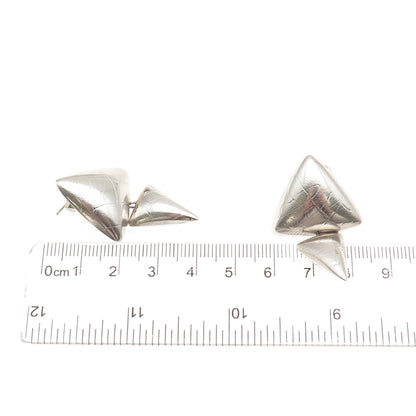 925 Sterling Silver Vintage Modernist Triangle Dangle Earrings
