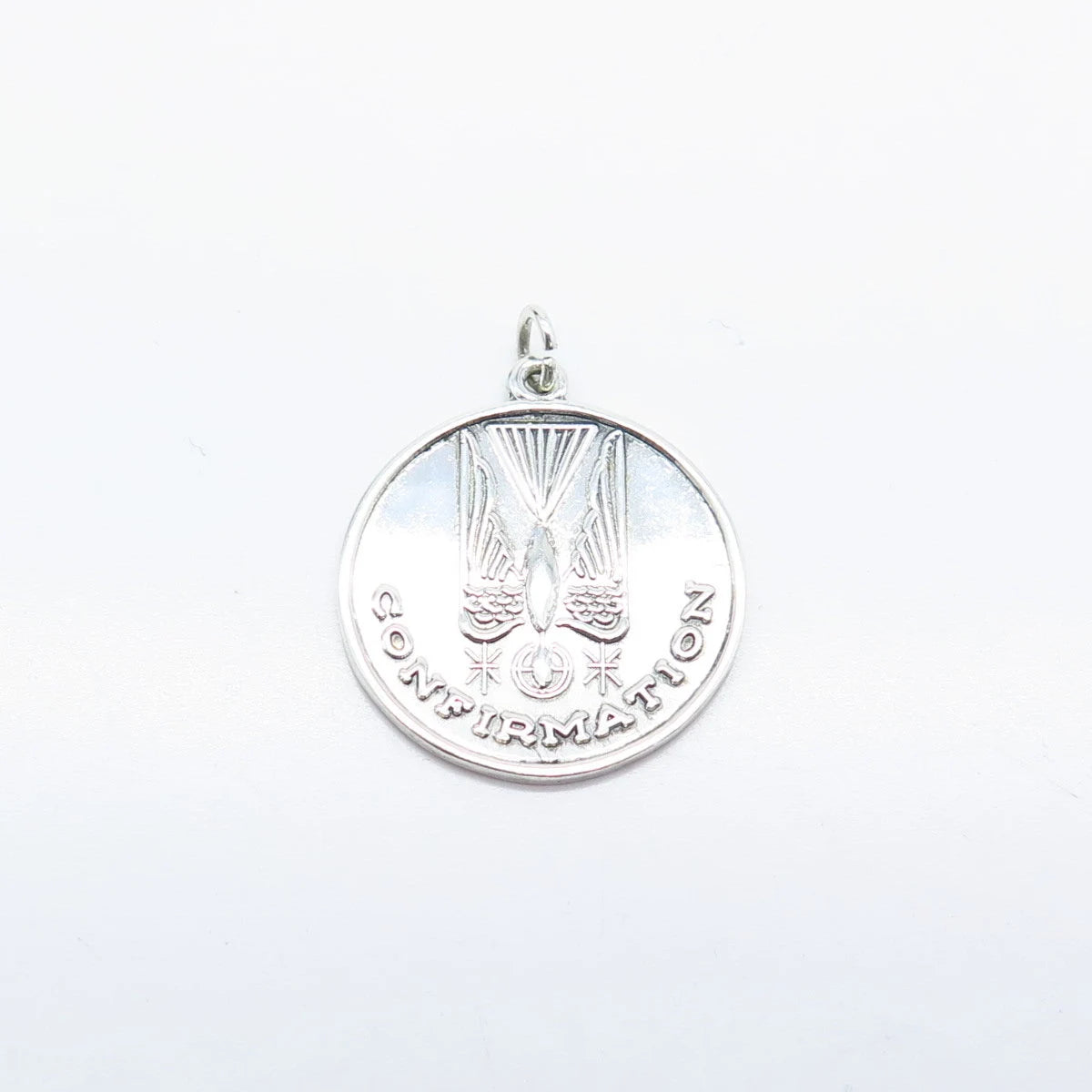 925 Sterling Silver Vintage "Confirmation" Holy Ghost Religious Charm Pendant