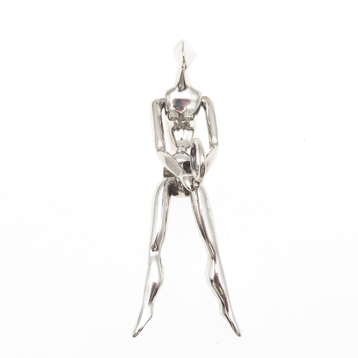 925 Sterling Silver Vintage Modernist Woman Articulated Charm Pendant