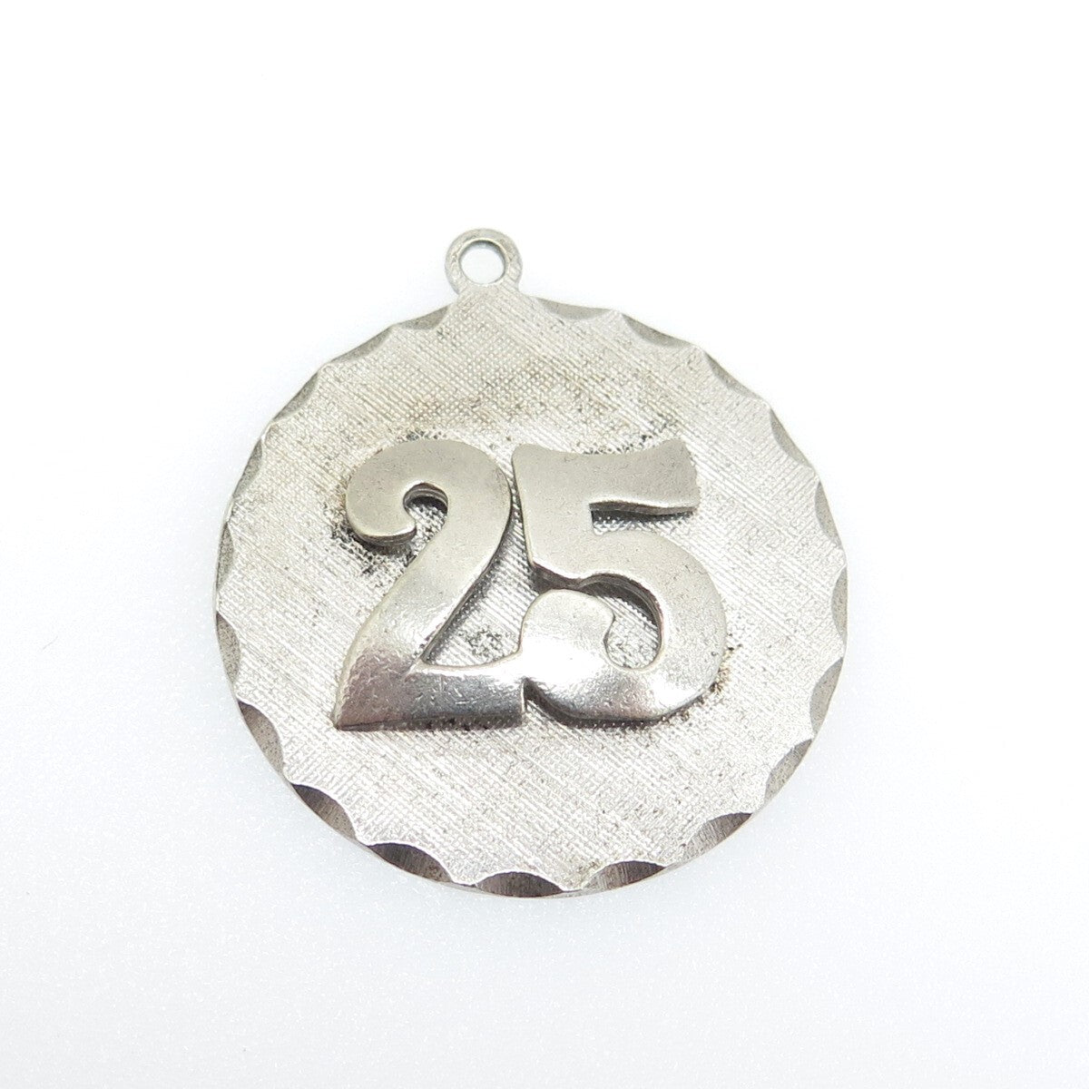 JEANOR 925 Sterling Silver Vintage 25th Anniversary Round Tag Pendant