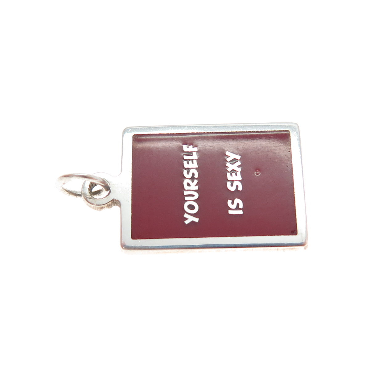 925 Sterling Silver Red Enamel Yourself Is Sexy Minimalist Charm Pendant