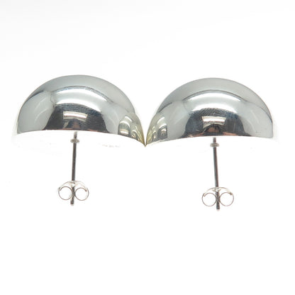 925 Sterling Silver Vintage Half Ball Modernist Earrings