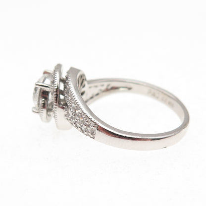925 Sterling Silver Round-Cut C Z Engagement Ring Size 8