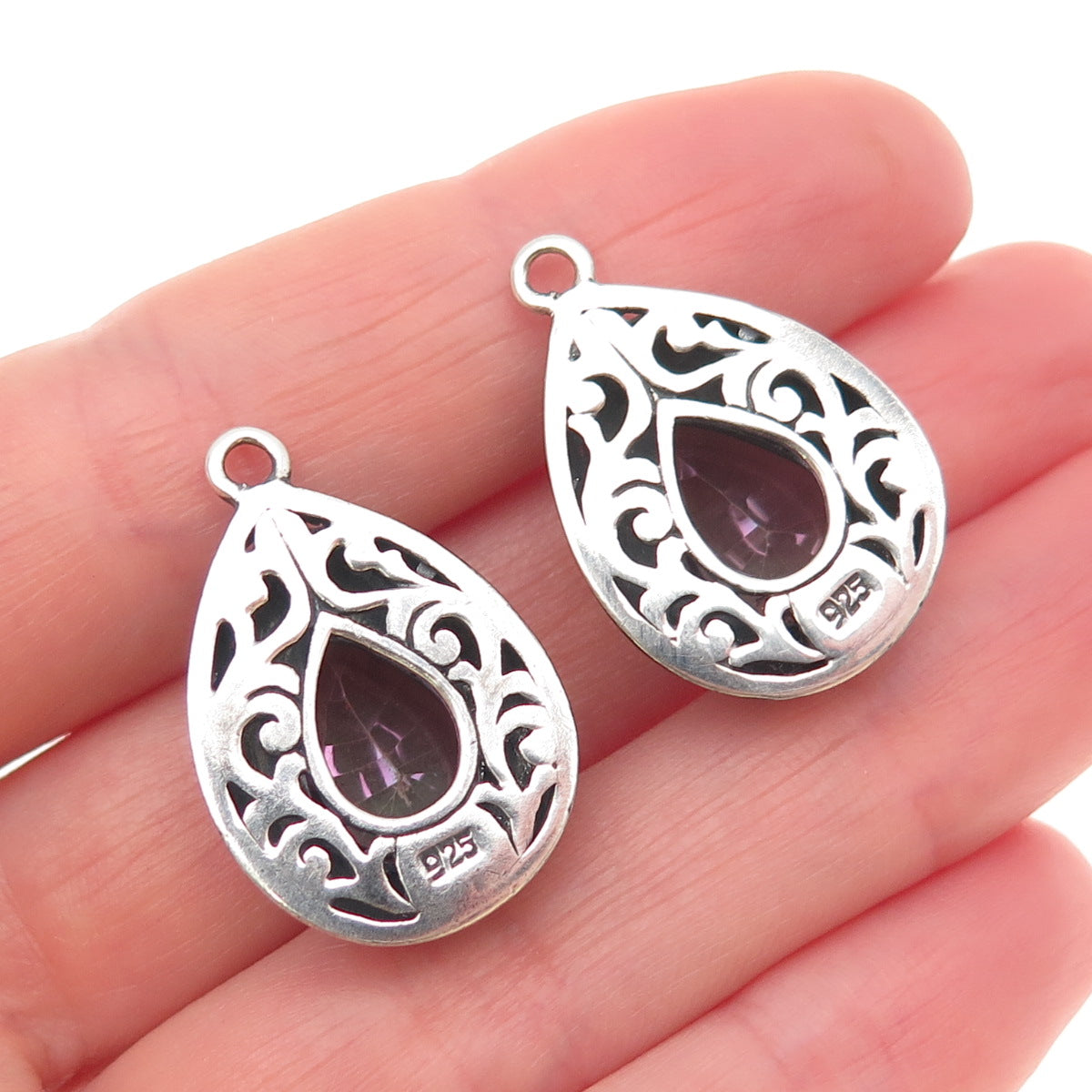 925 Sterling Silver Vintage Real Pear-Cut Mystic Topaz Teardrop Jacket Earrings