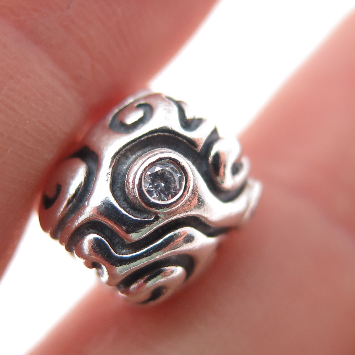 PANDORA 925 Sterling Silver Round-Cut C Z Daydream Slide Bead Charm