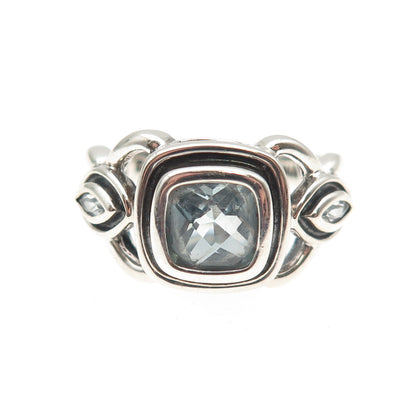 ROSS SIMONS 925 Sterling Silver Vintage Real Blue Topaz Oxidized Ring Size 8