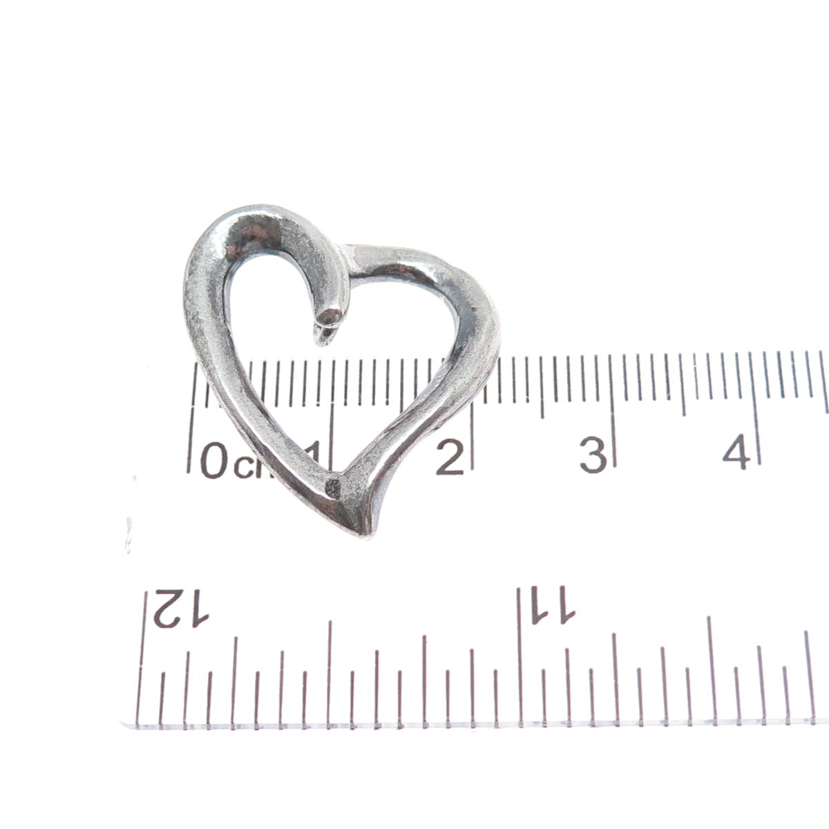 925 Sterling Silver Vintage Open Heart Oxidized Slide Charm Pendant