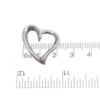925 Sterling Silver Vintage Open Heart Oxidized Slide Charm Pendant