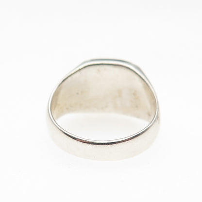 925 Sterling Silver Vintage Real Black Onyx Modernist Ring Size 6