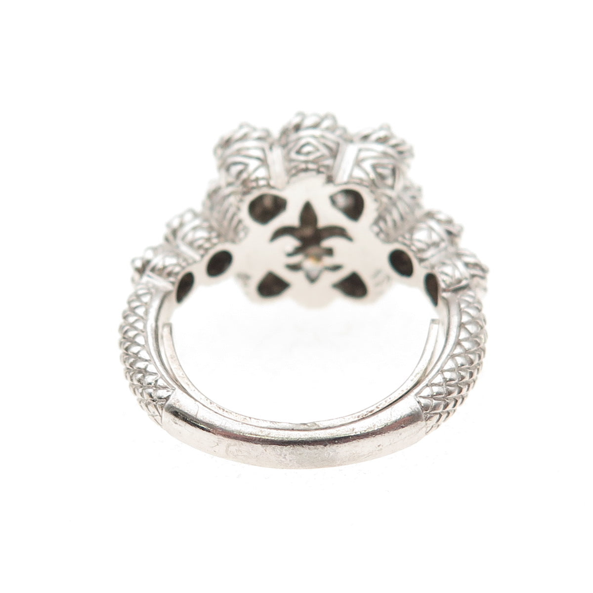 Judith Ripka 925 Sterling Silver Round-Cut C Z Adjustable Ring Size 6.5