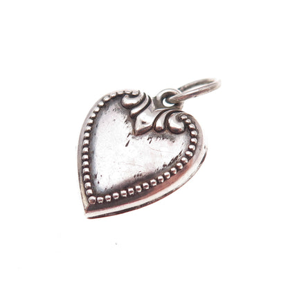 925 Sterling Silver Antique Art Deco Engraved Chatelaine Heart Charm Pendant