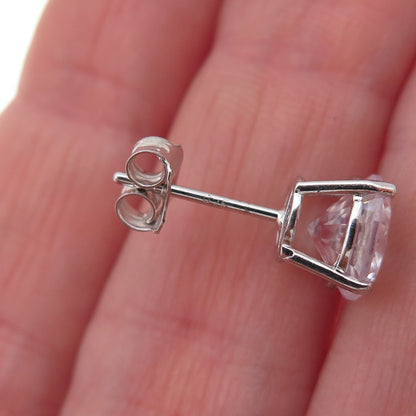 925 Sterling Silver Round-Cut C Z Stud Earrings