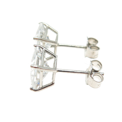 JCM Jacmel Mauritius 925 Sterling Silver Princess-Cut Shaped C Z Stud Earrings