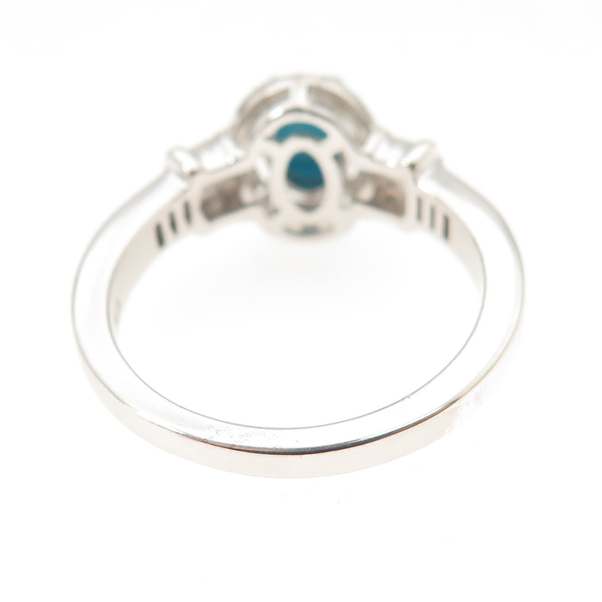 Chuck Clemency 925 Sterling Silver Real Turquoise & White Topaz Ring Size 8.25