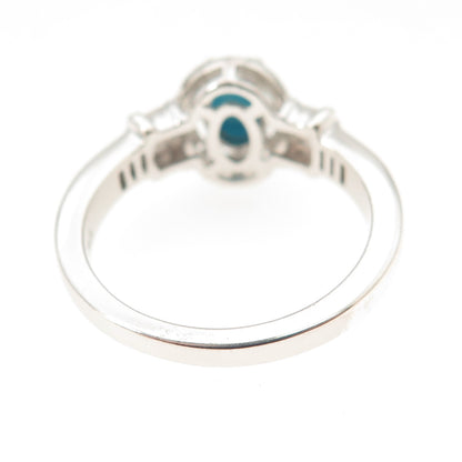 Chuck Clemency 925 Sterling Silver Real Turquoise & White Topaz Ring Size 8.25