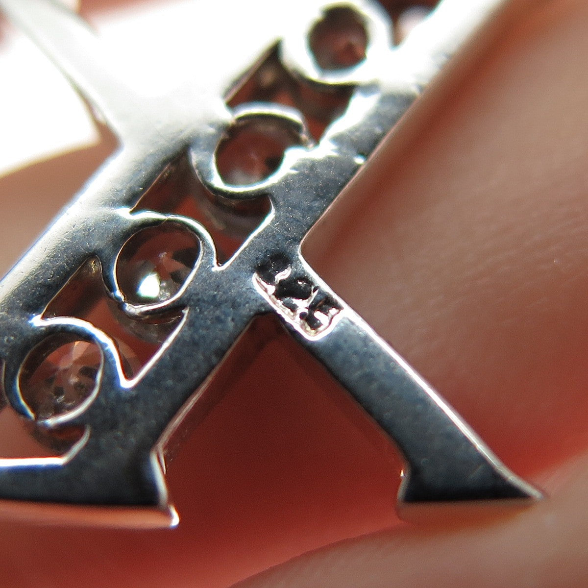 925 Sterling Silver Round-Cut C Z Letter X Charm Pendant