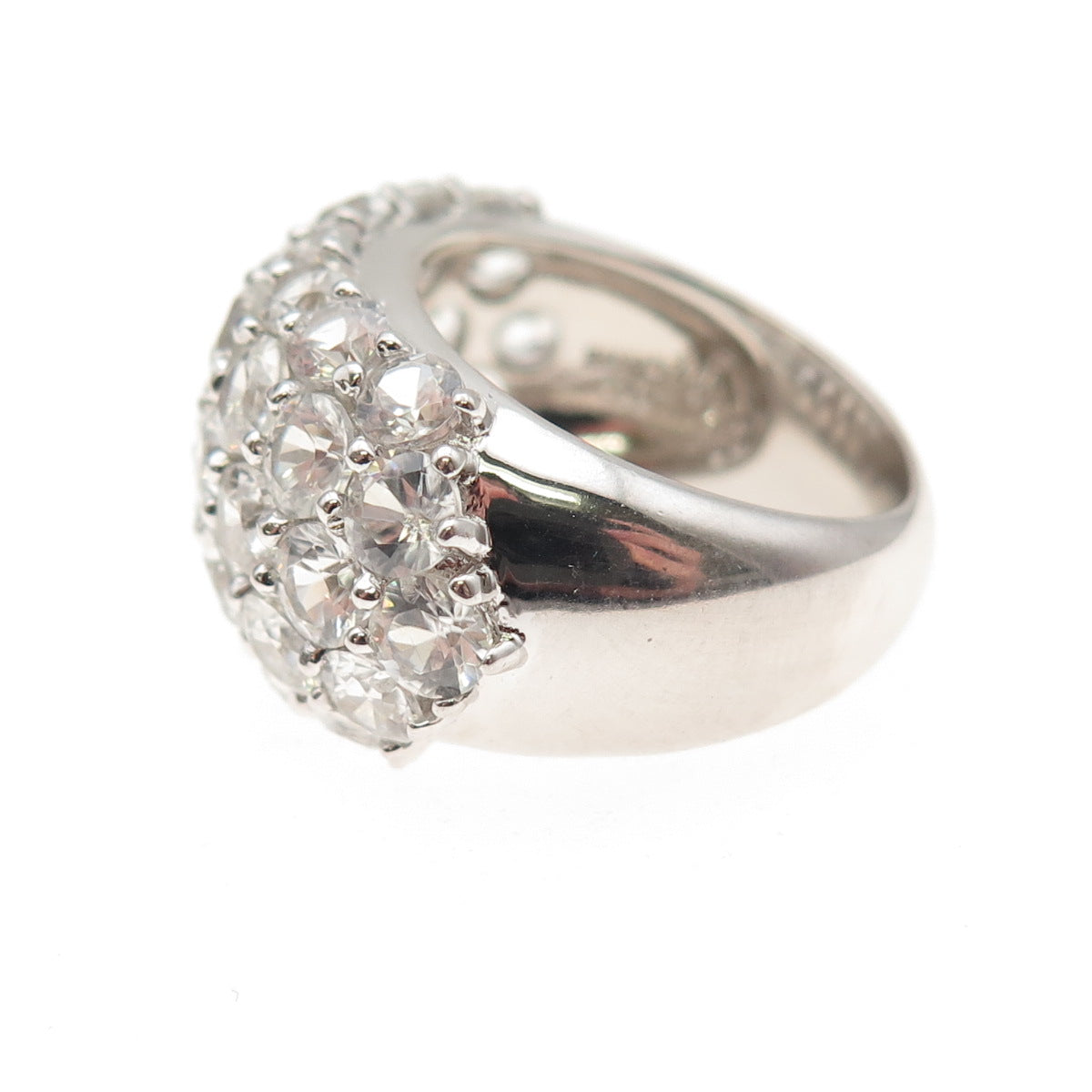 925 Sterling Silver Real Round-Cut White Topaz Dome Ring Size 5.5