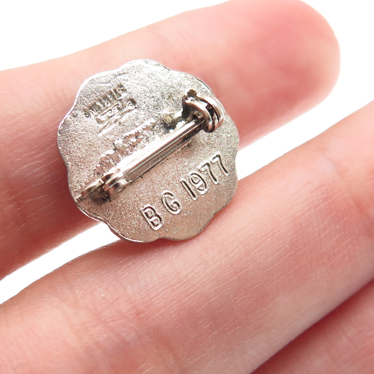 BALE 925 Sterling Silver Vintage 1977 Enamel Nursing Assistant Lapel Pin Brooch
